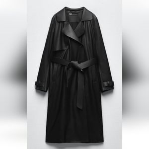 FAUX LEATHER BELTED TRENCH